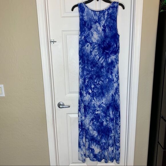 Spense Blue And White Fringe Maxi Dress Tye-Dyed - Picture 7 of 10